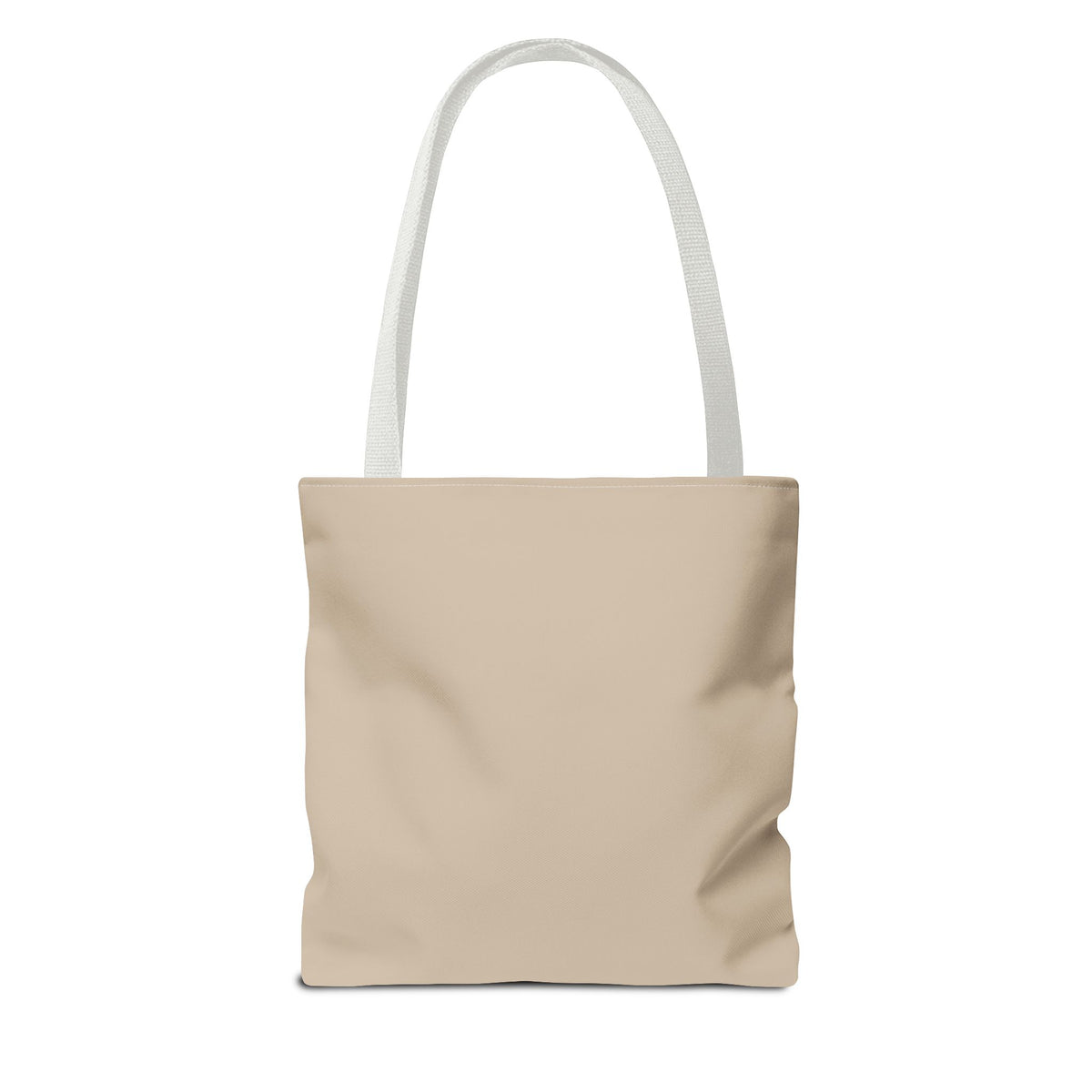 Emotionally on Diversion raccoon tote with White handles, back view