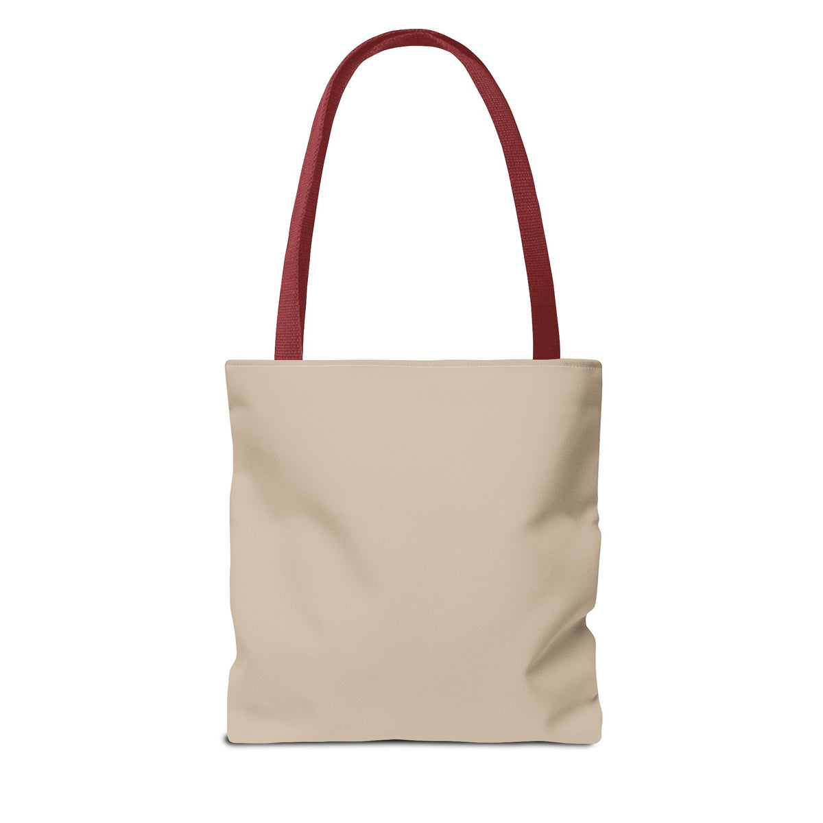 Emotionally on Diversion raccoon tote with Red handles, back view
