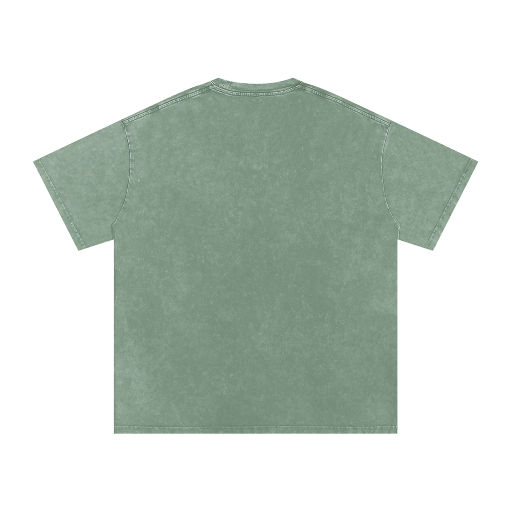 Bean Green snow-washed oversized cotton T-shirt, back view