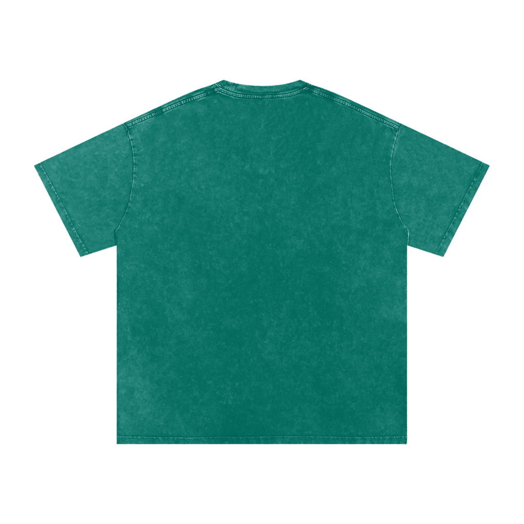 Dark Green snow-washed oversized cotton T-shirt, back view