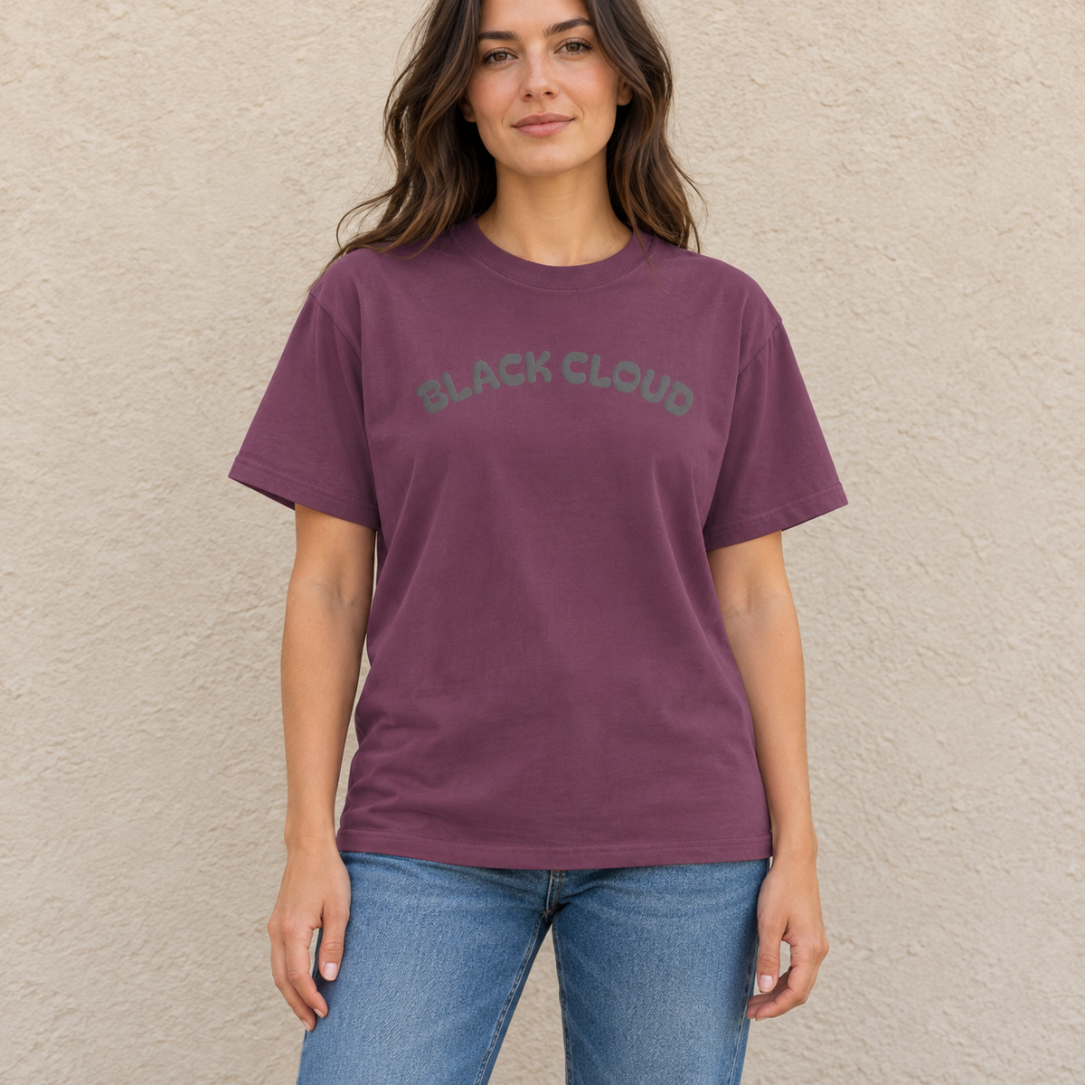 Berry Black Cloud nurse humor T-shirt worn outdoors in a lifestyle mockup